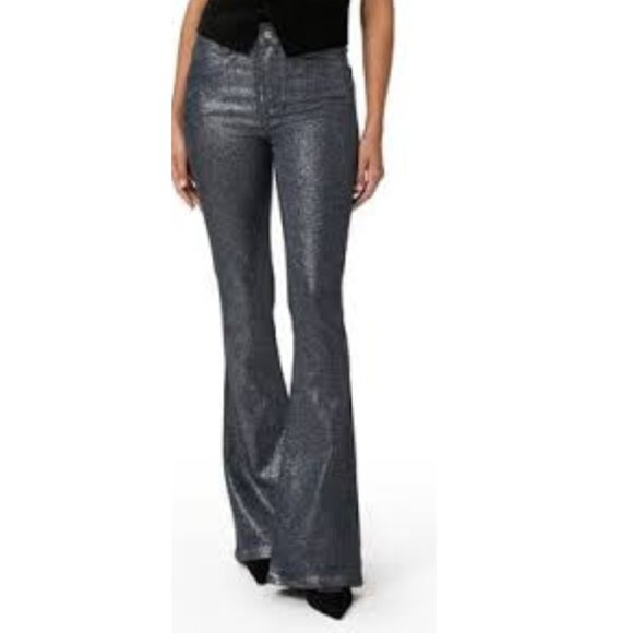 PAIGE Lou Lou Glitter Coated Flare Jeans 25 NWT - Picture 2 of 11